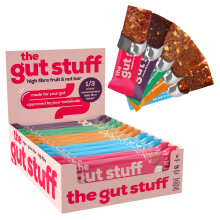 The Gut Stuff ? High Fibre Fruit & Nut Bars ? Mixed Flavours ? 12 x 35g Bar Box ? Gut Friendly Snack, Gluten Free, Vegan, Low Calorie, All Natural
