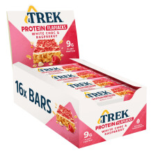 JC's Trek High Protein Flapjack White Chocolate Raspberry - Gluten Free - Plant Based - Vegan Snack - 50g x 16 bars