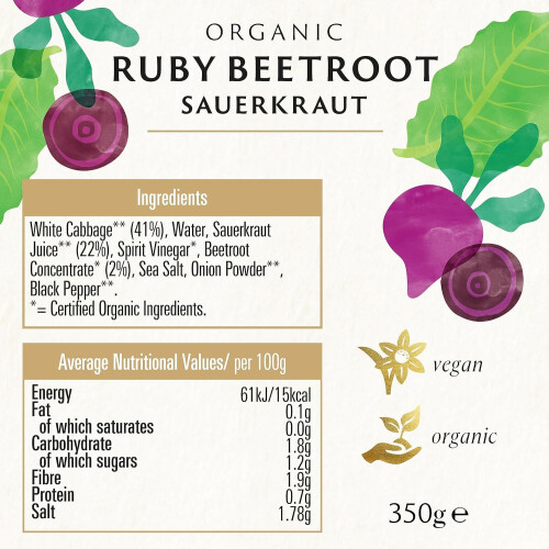 Biona Demeter Organic Sauerkraut Ruby Red 350g - Pack of 6 1