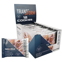 SCI-MX High Protein Double Chocolate Cookie Box - 23g protein, 2.3g sugar + 265 calories per cookie - Pack of 12 x 75 g - Low Sugar - Pre / Post