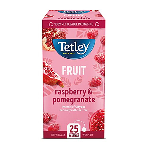 Tetley Raspberry & Pomegranate String & Tag Envelopes 6 x 25 Teabags 1