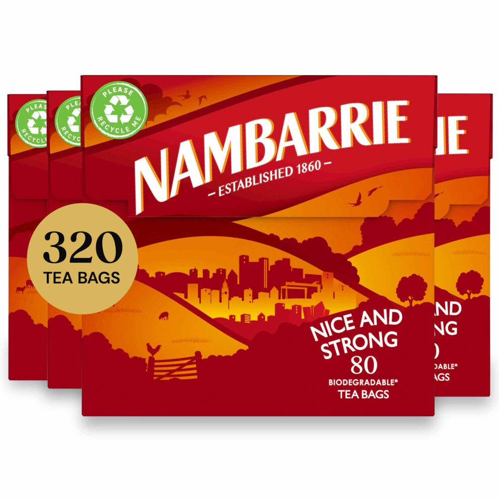 Twinings Nambarrie Strong Tea | Bold, Lively & Full Of Flavour Tea | Multipack Bulk Buy, 320 (4 X 80) Biodegradable Tea Bags Black