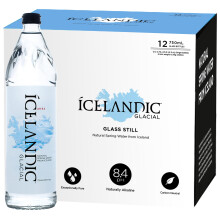 Icelandic Glacial Premium Still Water 12 x 750ml Glass Bottles ? Alkaline/Low PH, Recycled Packaging, BPA Free, Carbon Neutral from Icelandic Spring.