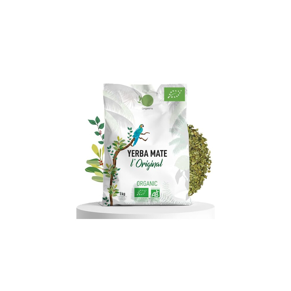 Origeens Organic Yerba Mate 1Kg | Yerba Mate Tea Unsmoked, Leaf, Without Stems, Not Powdery | Energy And Detox Drink