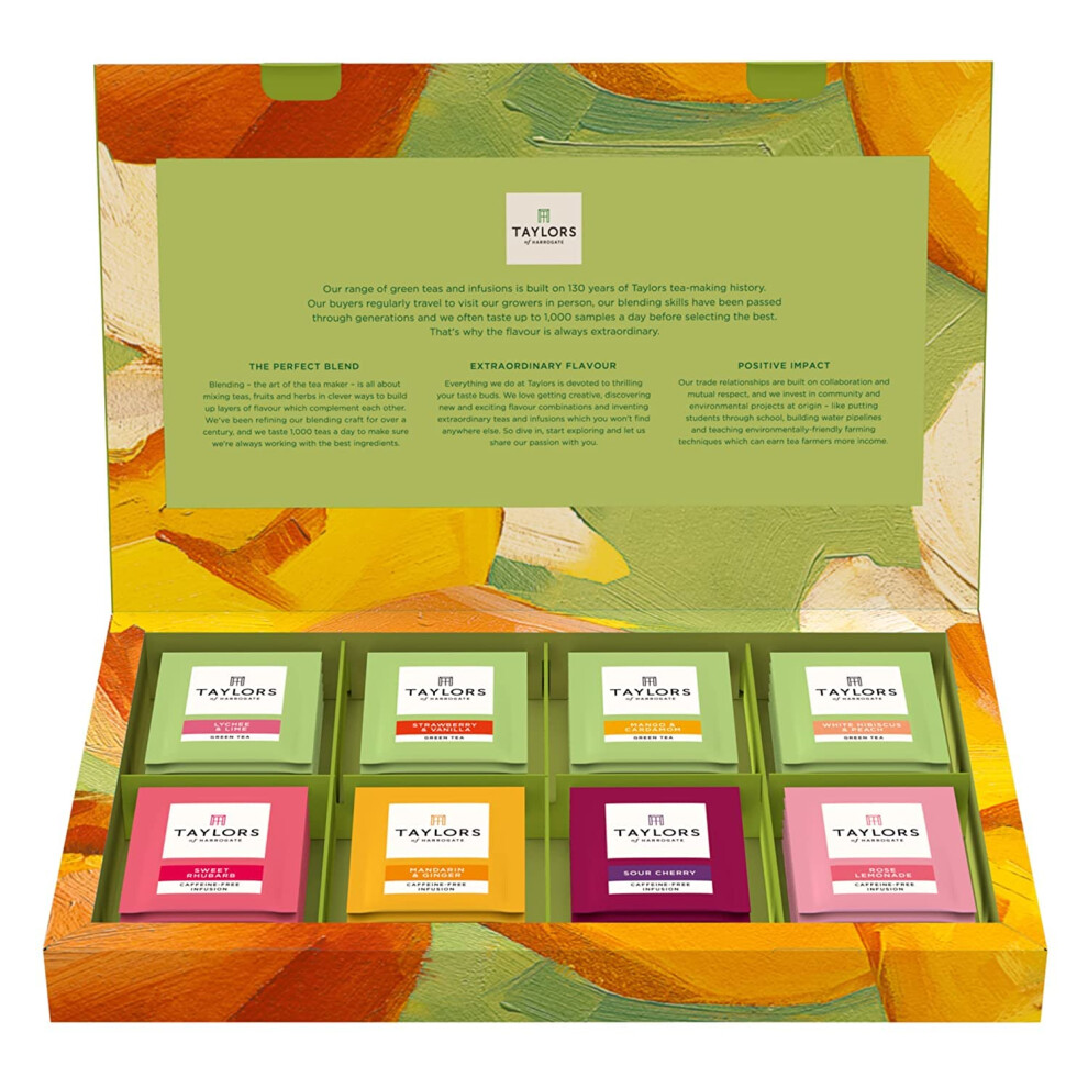 Taylors Of Harrogate Assorted Teas And Fruit Infusions Selection Gift Box, 8 Flavours (Total Of 48 Tea Bags) Green