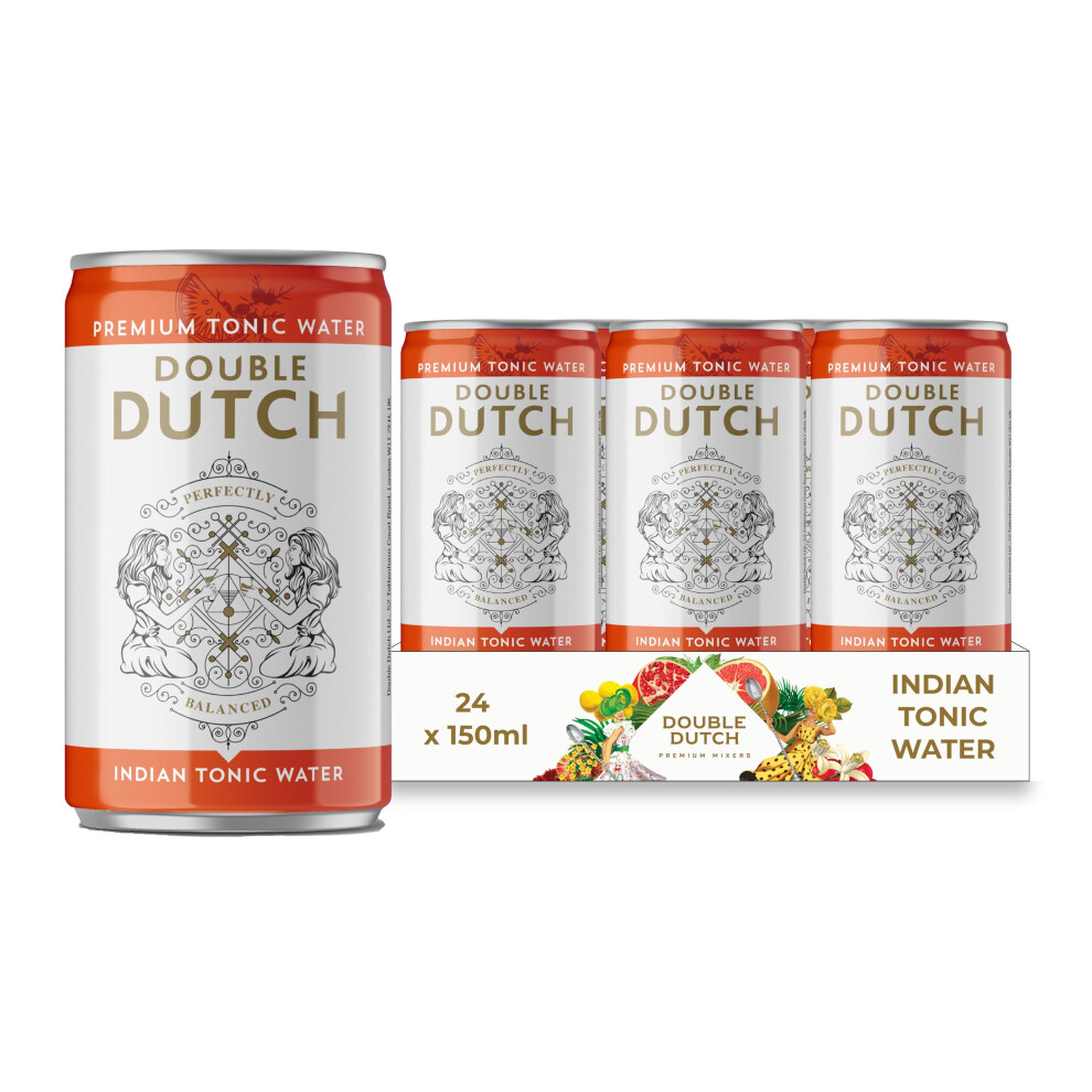 Double Dutch Indian Tonic Water | 24 X 150Ml Cans | Low Calorie Perfect Mixer For Cocktails, No Artificial Colours Preservatives Or Flavours (Pack Of