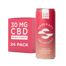 Goodrays - 30mg CBD Drink - 24 x 250ml Cans - Raspberry & Guava - Natural Flavours, Low Calorie, Vegan - High Strength (30mg/can), All Natural -