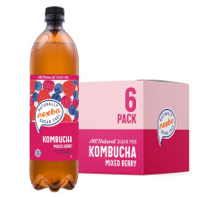 Nexba Naturally Sugar Free Mixed Berry Kombucha, 1 Litre (Pack of 6)