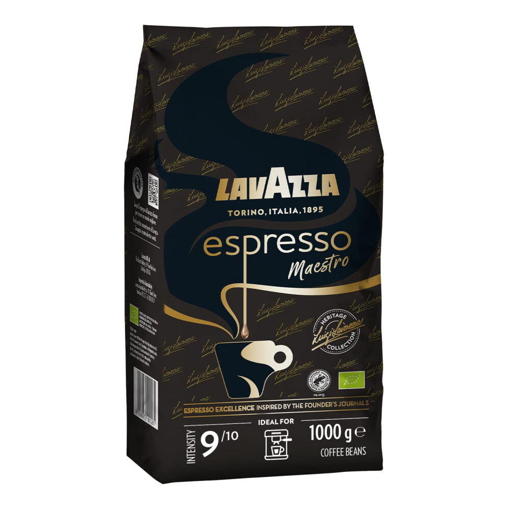 Lavazza , Espresso Maestro, Coffee Beans, Ideal For Espresso Machines, Balanced & Aromatic Taste, Intensity 9/10, Dried Fruit & Chocolate Notes, 100%
