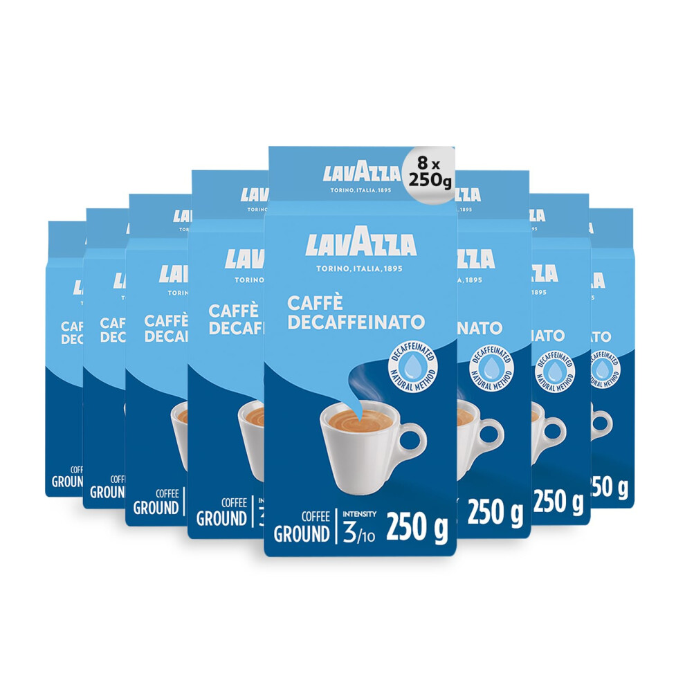 Lavazza , Caff? Decaffeinato, Ground Coffee, 8 Packs Of 250 G, Ideal For Moka Pot, Filter Machine And French Press, Aromatic Notes Of Dried Fruits,