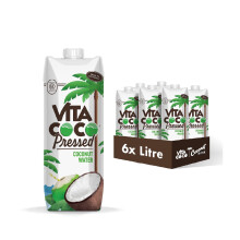 Vita Coco Pressed Coconut Water Multipack 1 Litre x 6, Coconut Taste, Packed With Electrolytes, Gluten Free, Full of Vitamin C and Potassium,