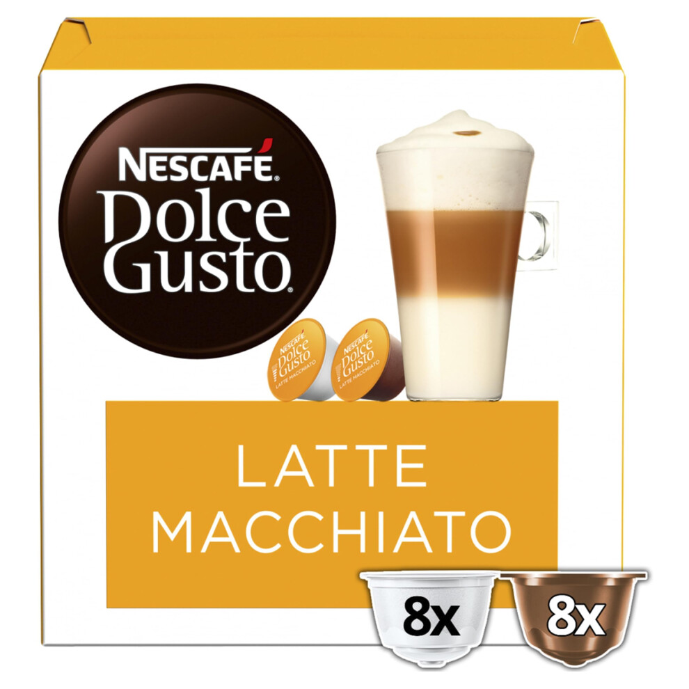 Nescafe Nescaf? Dolce Gusto Latte Macchiato Coffee Pods - Total Of 48 Latte Macchiato Coffee Pods - (3 Packs)