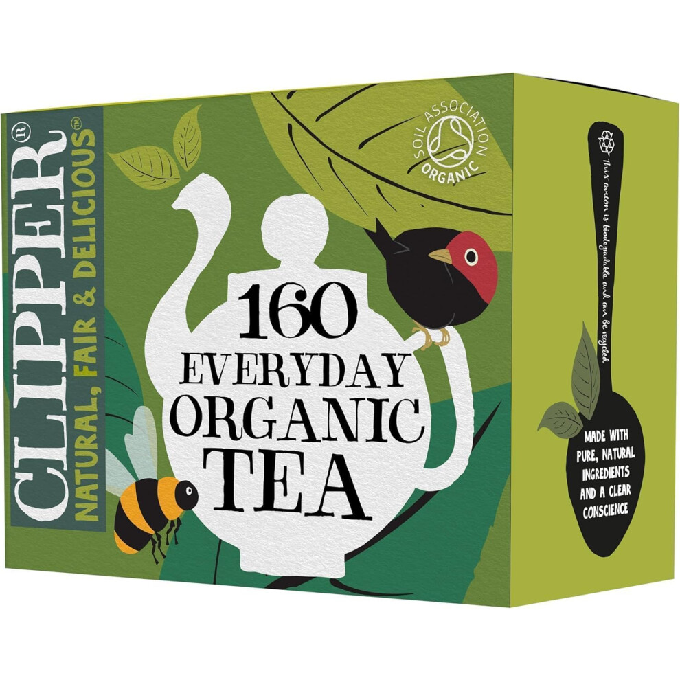 Clipper Organic Everyday Teabags, Tea Bags, Natural, Unbleached, Plant-Based Biodegradable & Sustainable Teabags, Eco Conscious & Non Gm Tea Black