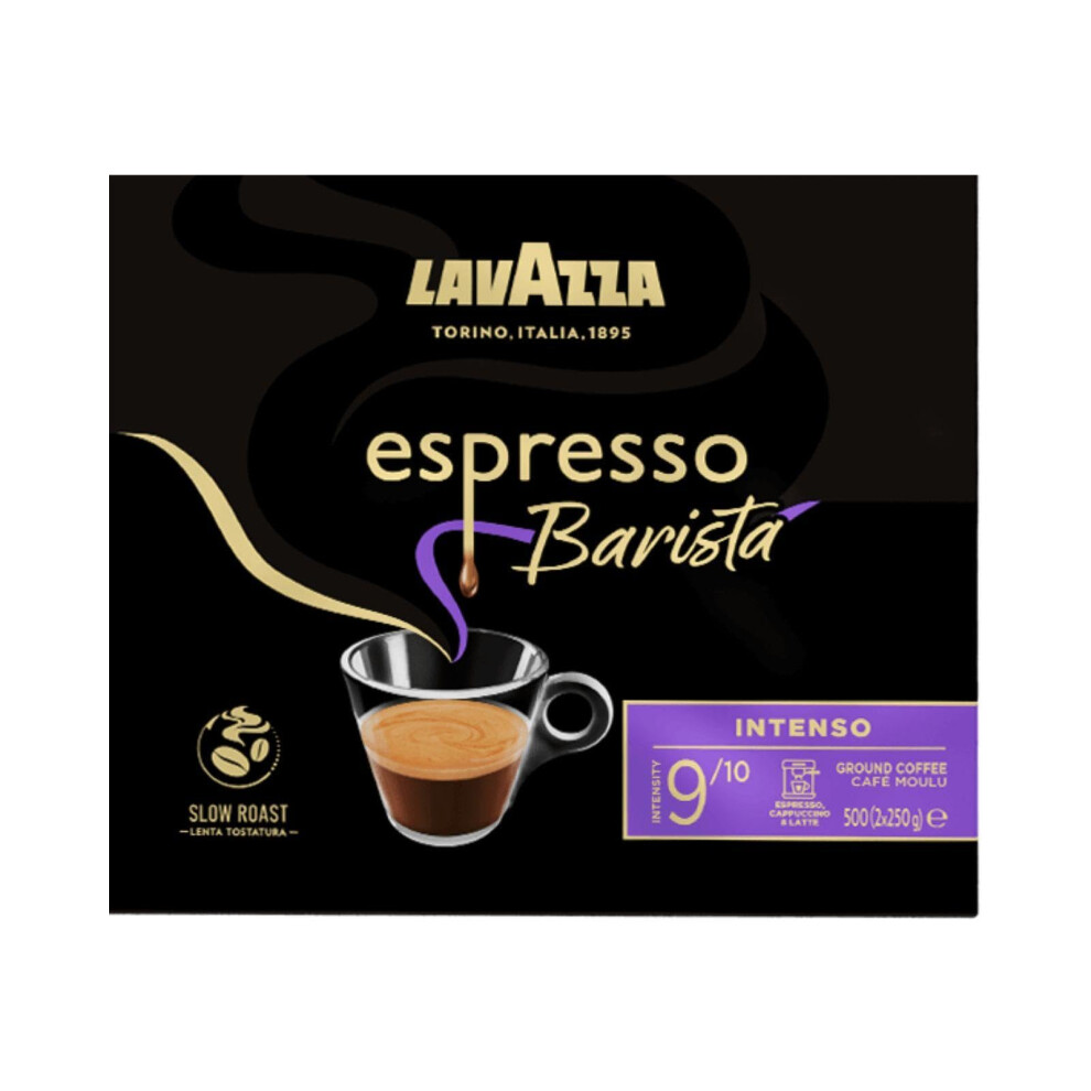 Lavazza , Espresso Barista Intenso, Coffee Ground, 2 X 250 G, Ideal For Moka Pots, With Aromatic Notes Of Cocoa And Wood, Arabica And Robusta,