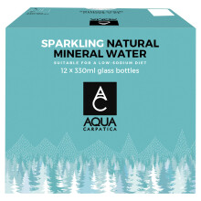AQUA Carpatica Glass 330ml x 12 - Pure Natural Sparkling Mineral Water for Optimal Hydration, Nitrate-Free, Abundant in Calcium & Magnesium, Naturally