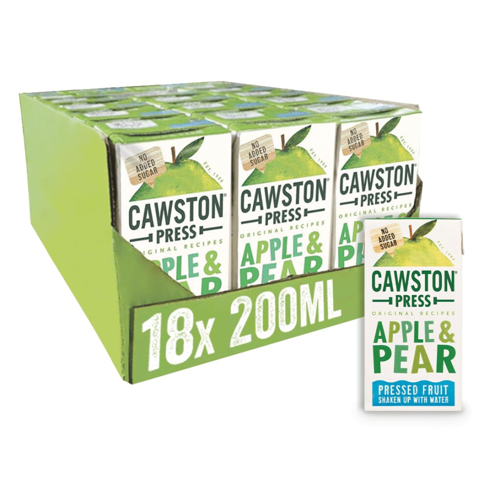 Cawston Press Fruit Water Kids Drink | Pressed Apple & Pear Flavoured Water | 200Ml X 18 Pack Pear & Apple Juice Cartons | School Approved ? No Added