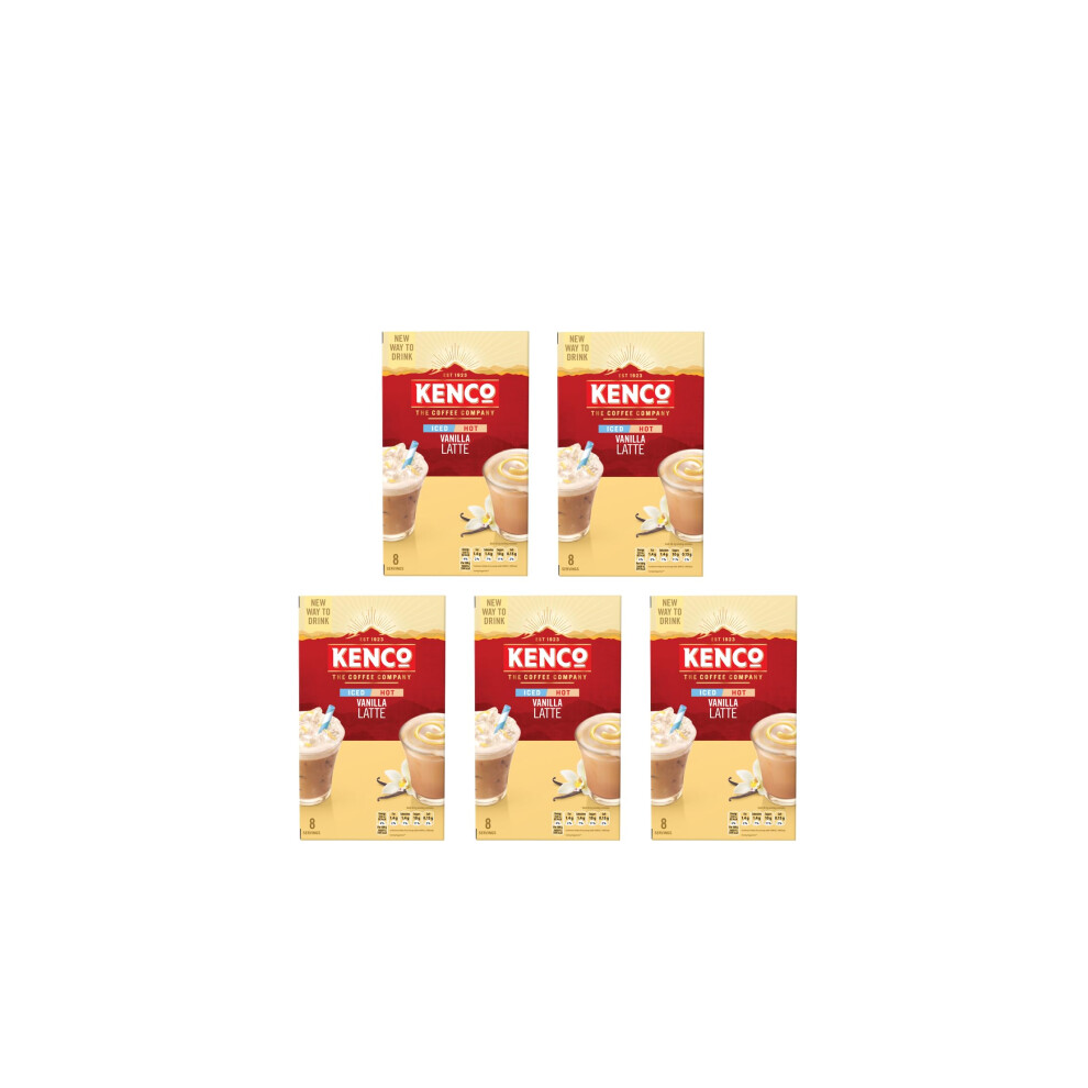 Kenco Iced Hot Vanilla Latte Sachets X8 (Pack Of 5, Total 40 Sachets)