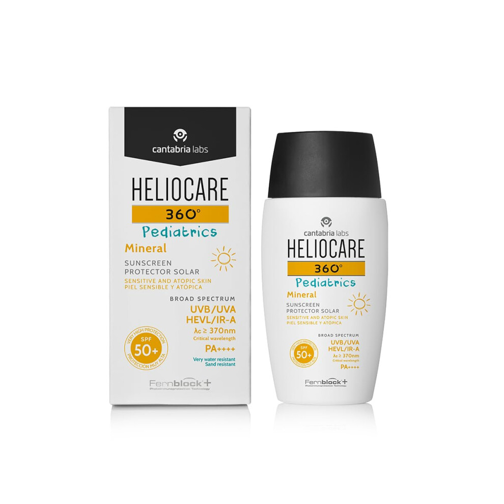 360? Pediatrics Mineral - 50Ml | Fluid Lotion For Face & Body | Spf Uva Uvb Visible Infrared-A Sun Protection | For Kids Sensitive Light Heliocare