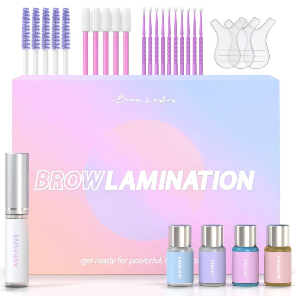 Beau Lashes Brow Lamination Kit By Beau | Professional Eyebrow Lamination Kit With Keratin Conditioning | Instant Diy Eye Brow Lift Kit For Fuller, Thicker,