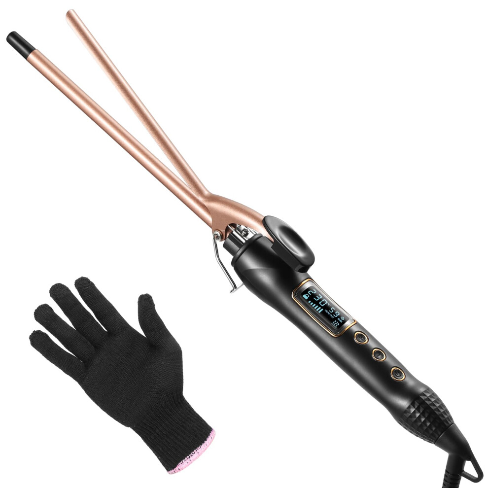 Haglater Curling Wands 3/8 Inch, Small Curling Tong 9Mm Thin Curling Iron Wand For Short & Long Hair, Ceramic Barrel Curling Iron With Adjustable
