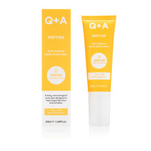 Q+A Peptide Anti-Ageing Daily Sunscreen SPF 50: Lightweight, Non-Sticky, Broad-Spectrum UVA/UVB, Collagen-Boosting, Hydrating, Radiance-Enhancing, 95%