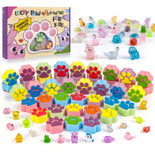 Bath Bombs for Kids with Surprise Inside, 40 Large Number Pack Kids Paw Shape Bath Bombs Gift Set, Natural Organic Kids Bubble Bath Fizzy for Girls