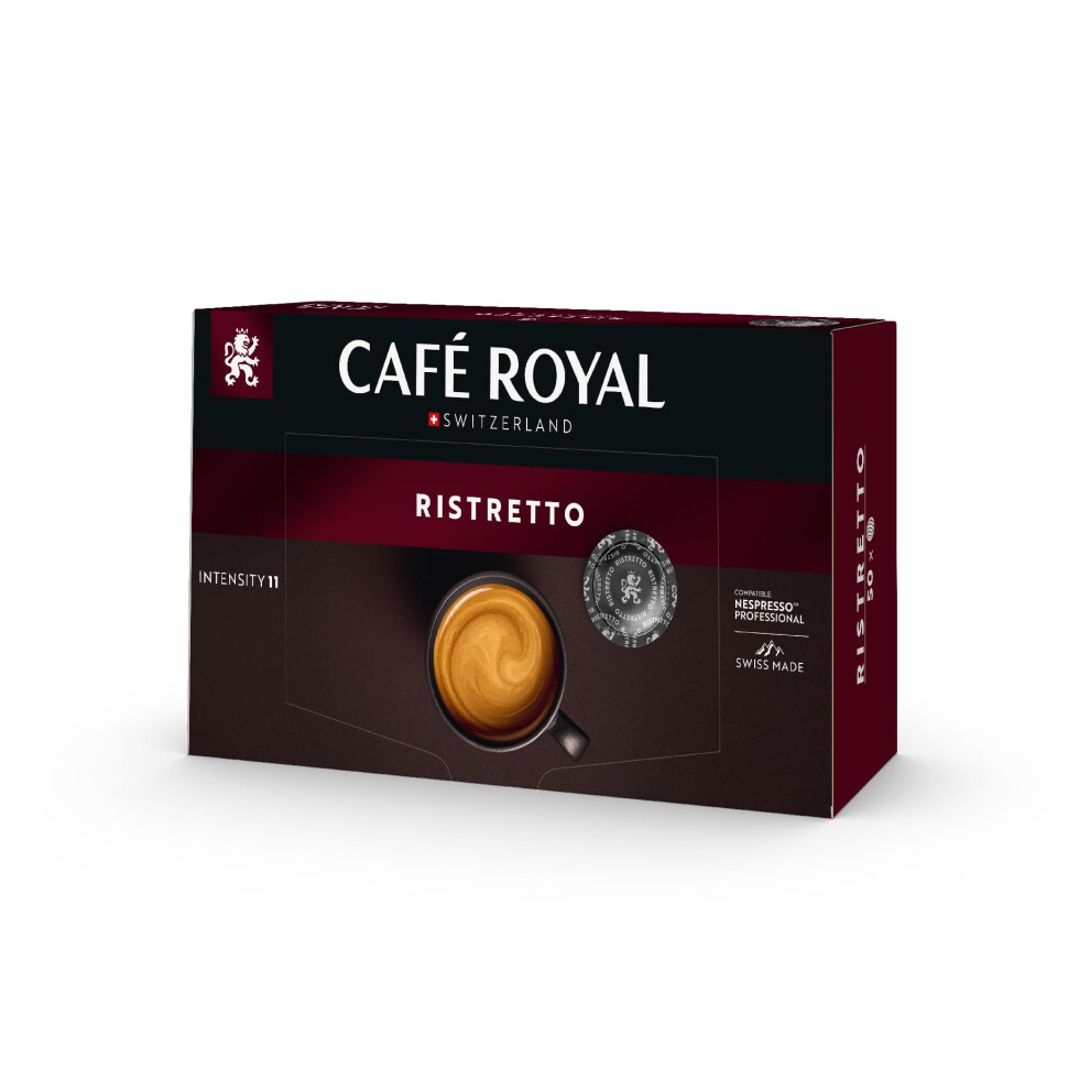 Cafe Royal Caf? Royal Professional Pads, Ristretto, 50 Nespresso (R) Professional Compatible Pads For Office And Hospitality, Rainforest Alliance Certified, 100 Dark