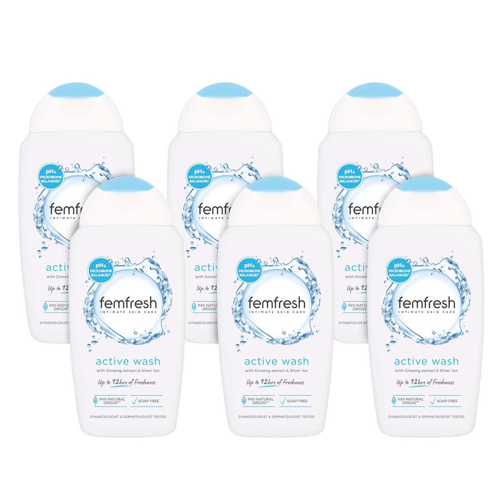 Femfresh Ultimate Care Active Vaginal Wash - Intimate Feminine Hygiene Shower Gel Cleanser - Ph Balanced, Soap Free, Fragrance Free Gel Formula With