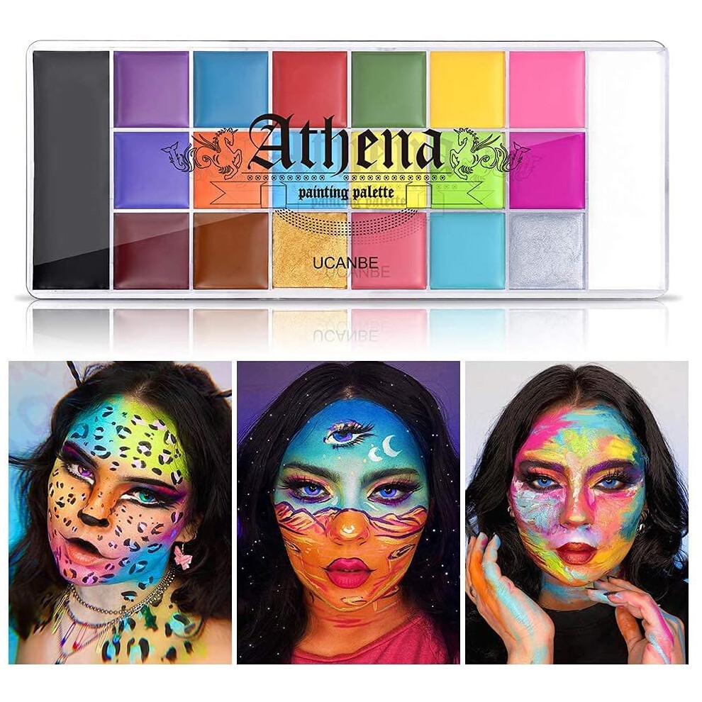 Ucanbe Athena Body Face Paint Oil Palette 20 Color Professional Non-Toxic Makeup Pallet Halloween Fx Party Artist Fancy Adult Painting