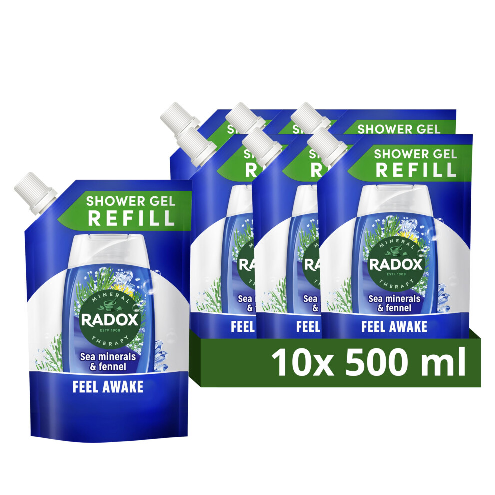 Radox Mineral Therapy Feel Awake 2-in-1 Body Wash & Shampoo Eco Refill Shower Gel with a sea mineral & fennel fragrance for a refreshing experience-image-OPC-PMXW8ZX-NEW
