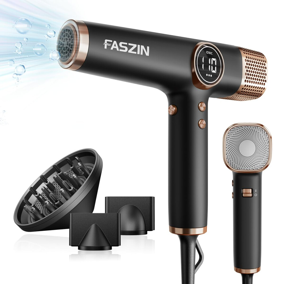 Faszin Light Hair Dryer, Weight Hairdryer With 110,000 Rpm High Speed Motor For Fast Drying, 200 Million Ionic Hairdryers For Women & Men, Low Noise