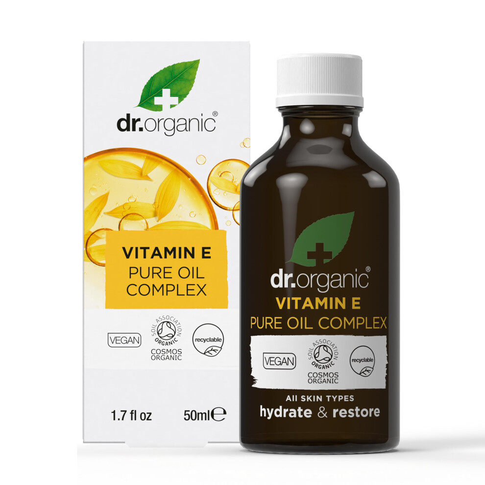 Dr. Organic Dr Organic Vitamin E Pure Oil, Hydrating, Essential Oil, All Skin Types, Natural, Vegan, Cruelty-Free, Paraben & Sls-Free, Certified Organic, 50Ml,