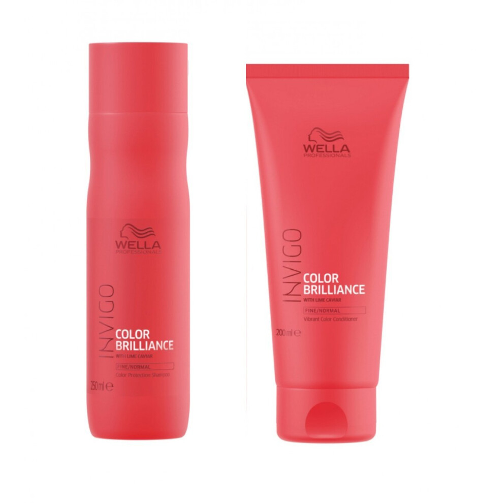 Wella Invigo Color Brilliance Color Protection Fine/Normal Shampoo 300Ml And Vibrant Color Conditioner 200Ml