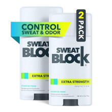 SweatBlock Deodorant Antiperspirant for Women & Men - 24-Hour High Degree Sweat & Odor Protection - Non-Irritating Smooth Glide - Coastal Fresh Scent