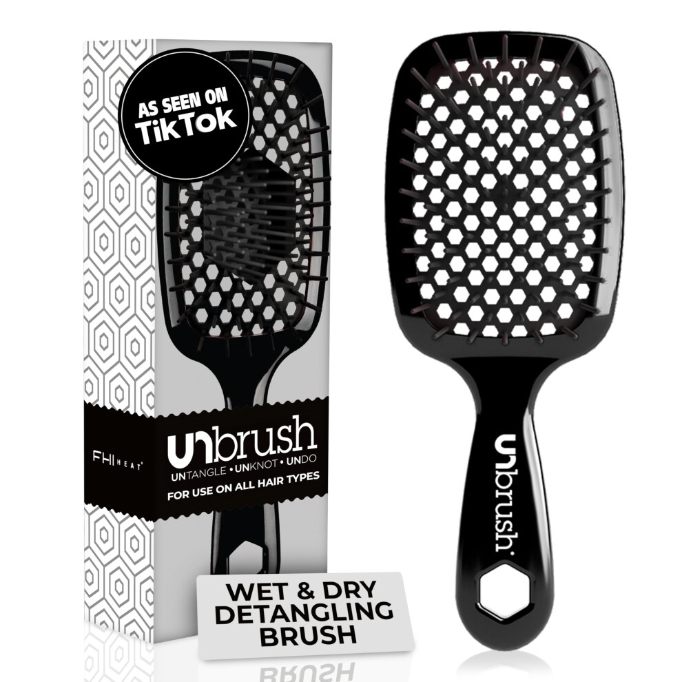 Fhi Heat Black Unbrush Wet & Dry Vented Detangling Hair Brush,
