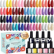 Phoenixy Gel Nail Polish - 40pcs 8ml UV Soak-off Gel Nail Polish Set Gel Nail Varnish Set Gel Polish Set with Base and Top Coat Nail Gift Set for