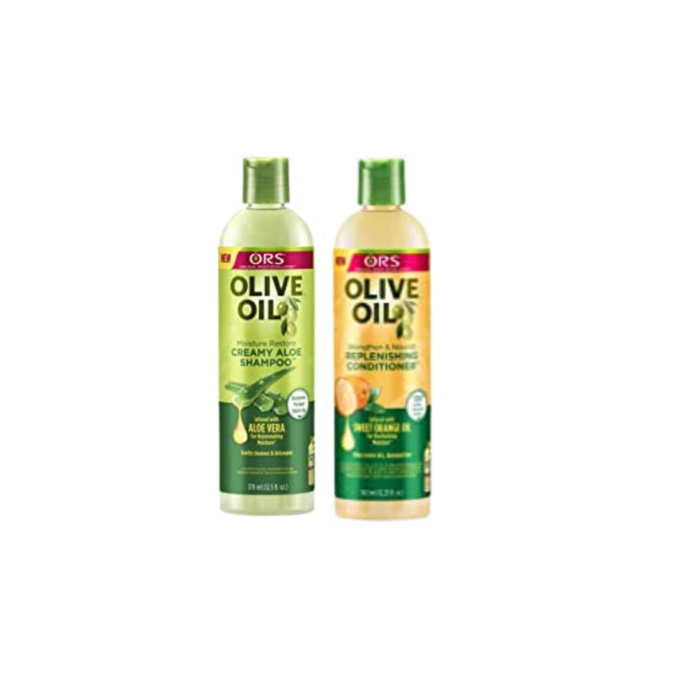Ors Olive Oil Sulfate-Free Hydrating Shampoo 370Ml With Strength & Nourish Replenishing Conditioner 362Ml