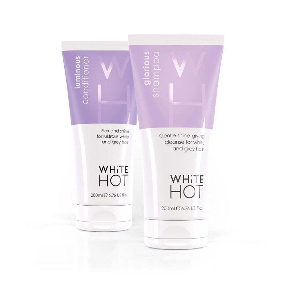 White Hot White/Grey Hot Shine Duo: Glorious Shampoo & Luminous Conditioner 200Ml, Shine & Cleanse For Glossy & Hair