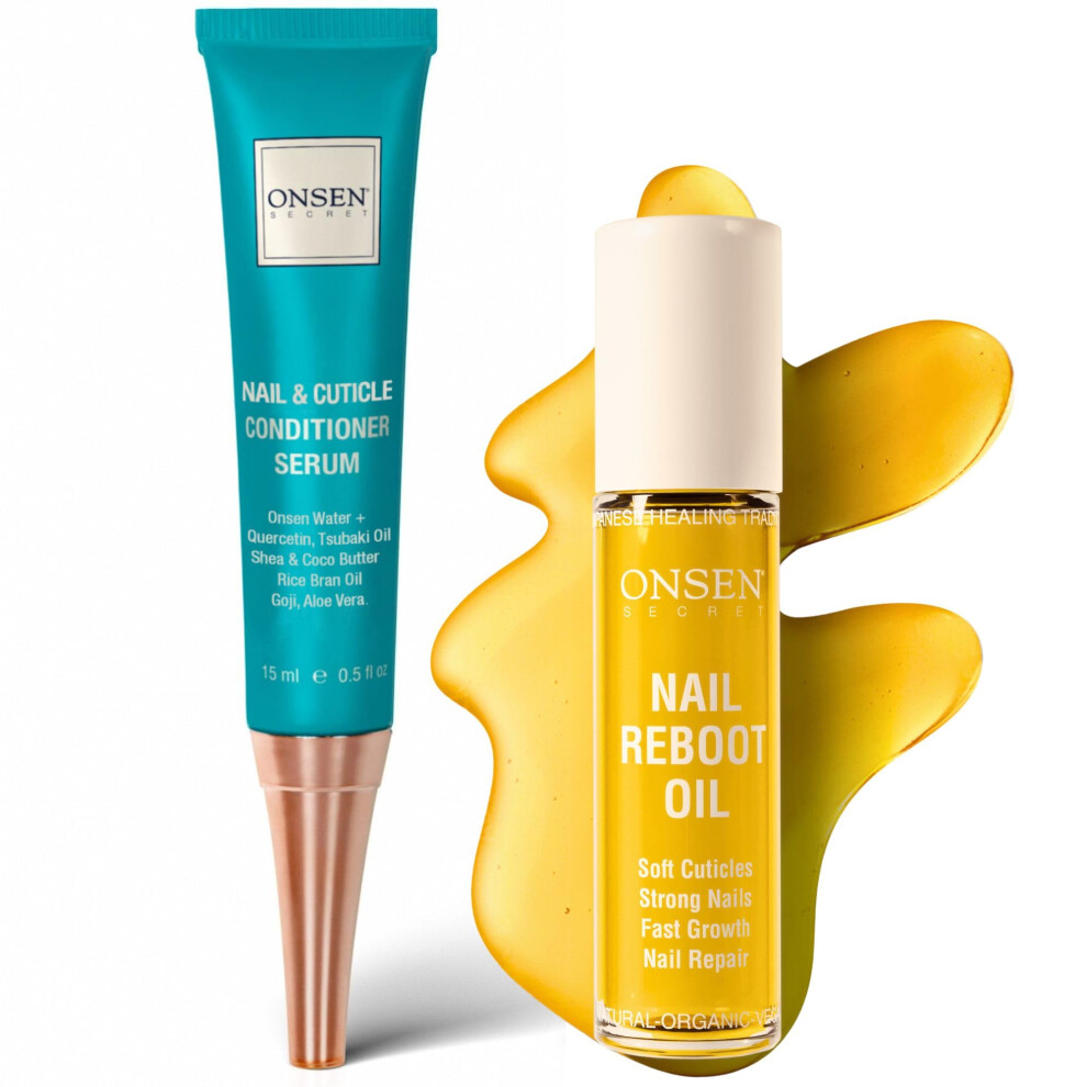 Onsen Cream Secret Nail Reboot Duo - Treatment For Damaged Nails - Natural Nail Care & Cuticle Repair - Visible Results For Perfect Nails, Cuticle