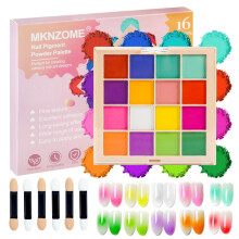 MKNZOME 16 Colours Nail Pigment Powder, Pink Chrome Nail Powder?2025 Upgrade?Yellow White Nail Art Palette for Nail Design, Nail Art Body and Crafts