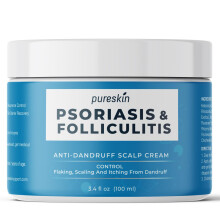 PURESKIN Psoriasis Scalp Treatment Cream - Extra Strength for Scalp Psoriasis Folliculitis - Controls Itching Flaking Stubborn Dandruff 3.4 Oz