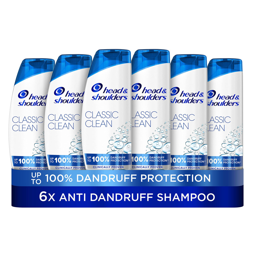 Head & Shoulders Classic Clean Dandruff Shampoo, Pack Of 6 ( 6 X 250 Ml), Clinically Proven Deep Clean, Uk #1 Shampoo