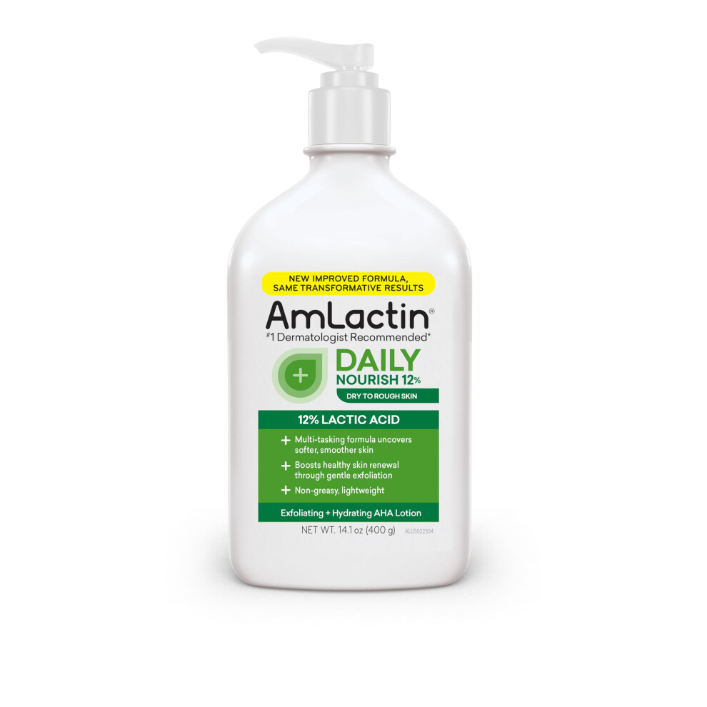 Amlactin Daily Moisturizing Body Lotion, 14.1 Ounce Bottle With Pump, Paraben Free