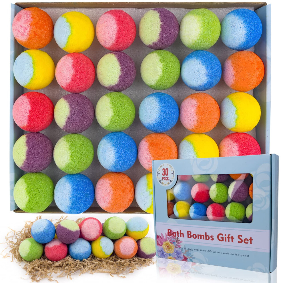 Pickmora 30 Pcs Bath Bomb Natural Organic Mini Bath Bombs, Handmade With Rich Fizz - Best Birthday Gift For Kids/Women/Men, Mother's Day