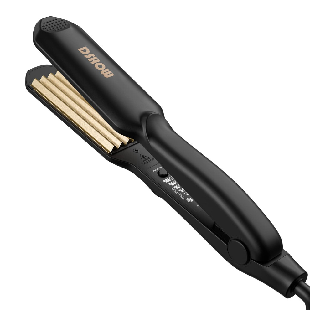 Dshow Crimping Iron Hair Crimper For Hair Hair Waver Volumizing Crimper With Titanium Ceramic Plates Styling Tools For Women Girls (Black)