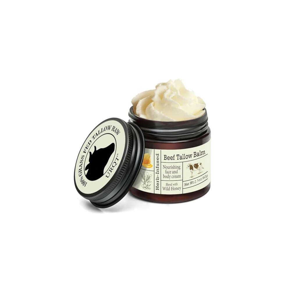 Hophat Cream Beef Tallow Honey Balm ? Beef Tallow For Skin, Deeply Nourishing Organic Grass Fed Tallow Balm, Beef Tallow For Face & Body, Moisturizing Skin