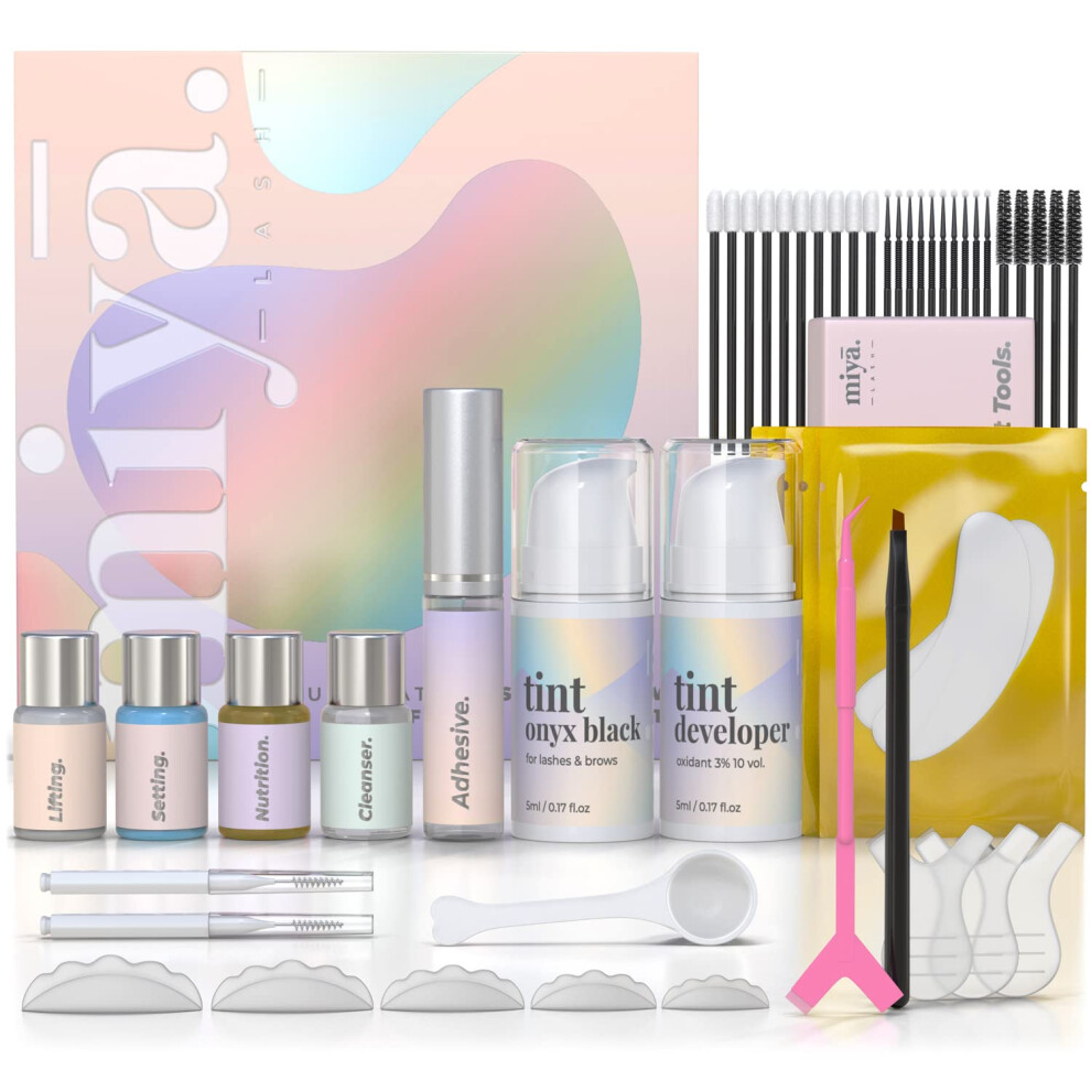 Miya Lash Black Lash Lift And Tint Kit | Brow Lamination And Tint Kit | | All In 1 Eyelash And Eyebrow Lift Kit With Colour Tint | Keratin Lash Perm