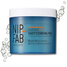 Nip + Fab Glycolic Acid Fix Daily Cleansing Pads for Face with Hyaluronic Acid, Witch Hazel, Exfoliating Resurfacing AHA Facial Pad for Exfoliation