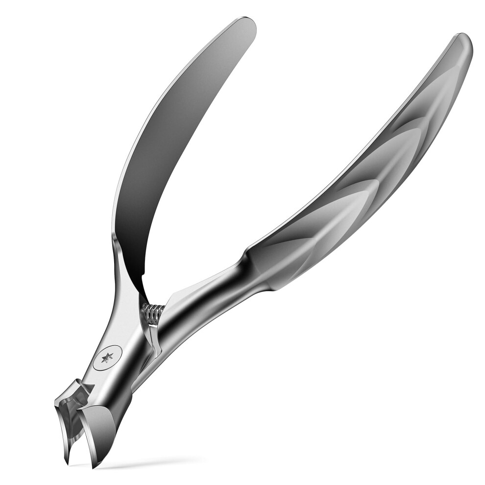 Feryes Silver Wide Jaw Thick Toenail Clippers Thick Toenails - Precision Stainless Steel Toe Nail Clippers For Thick Nails For Seniors With Catcher