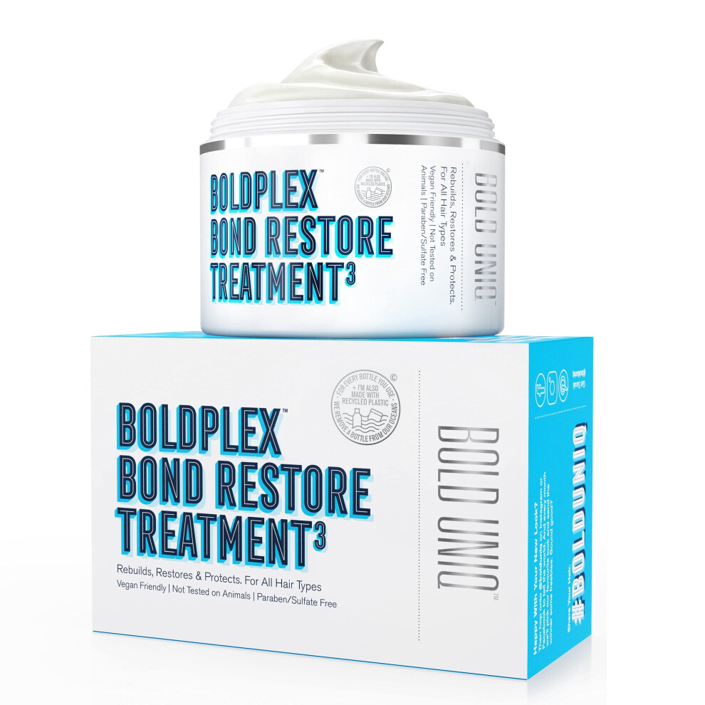 Bold Uniq Boldplex 3 Bond Repair Hair Protein Treatment Mask For Dry Damaged Hair - Hydrating & Conditioning For Curly, Coloured, Frizzy, Broken Or Bleached